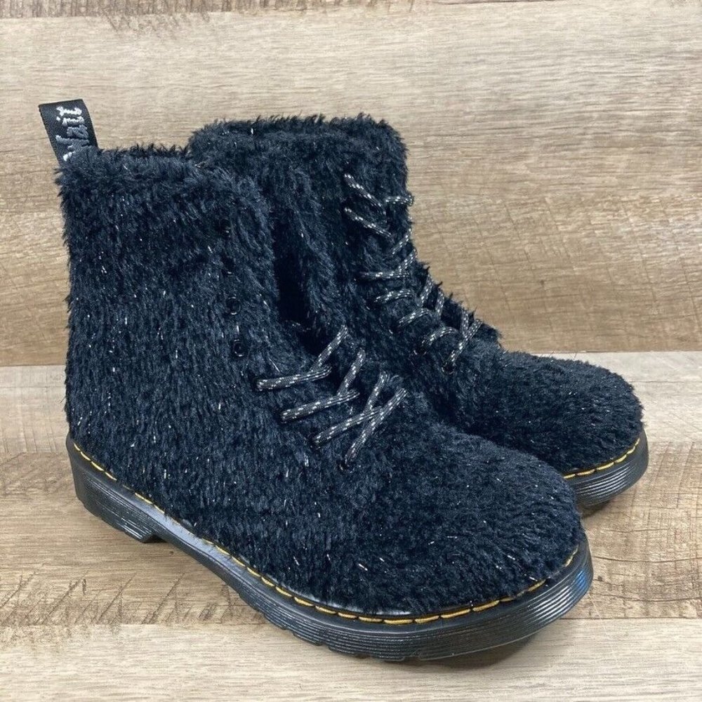 Dr. Martens 1460 Pascal Faux Shearling Lace Up Boots Black Womens Size 5 NEW